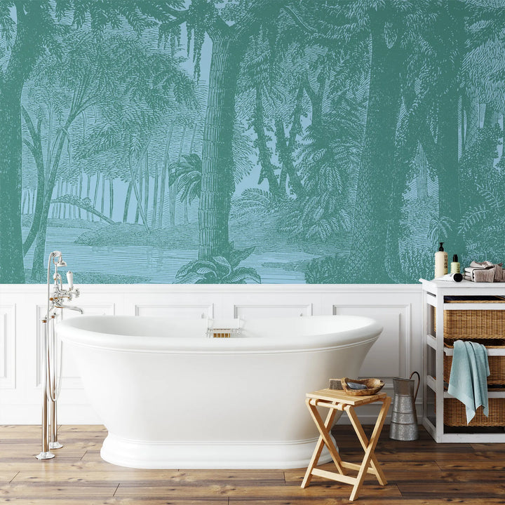 Tropical Canopy Wall Mural - Blue Bottle