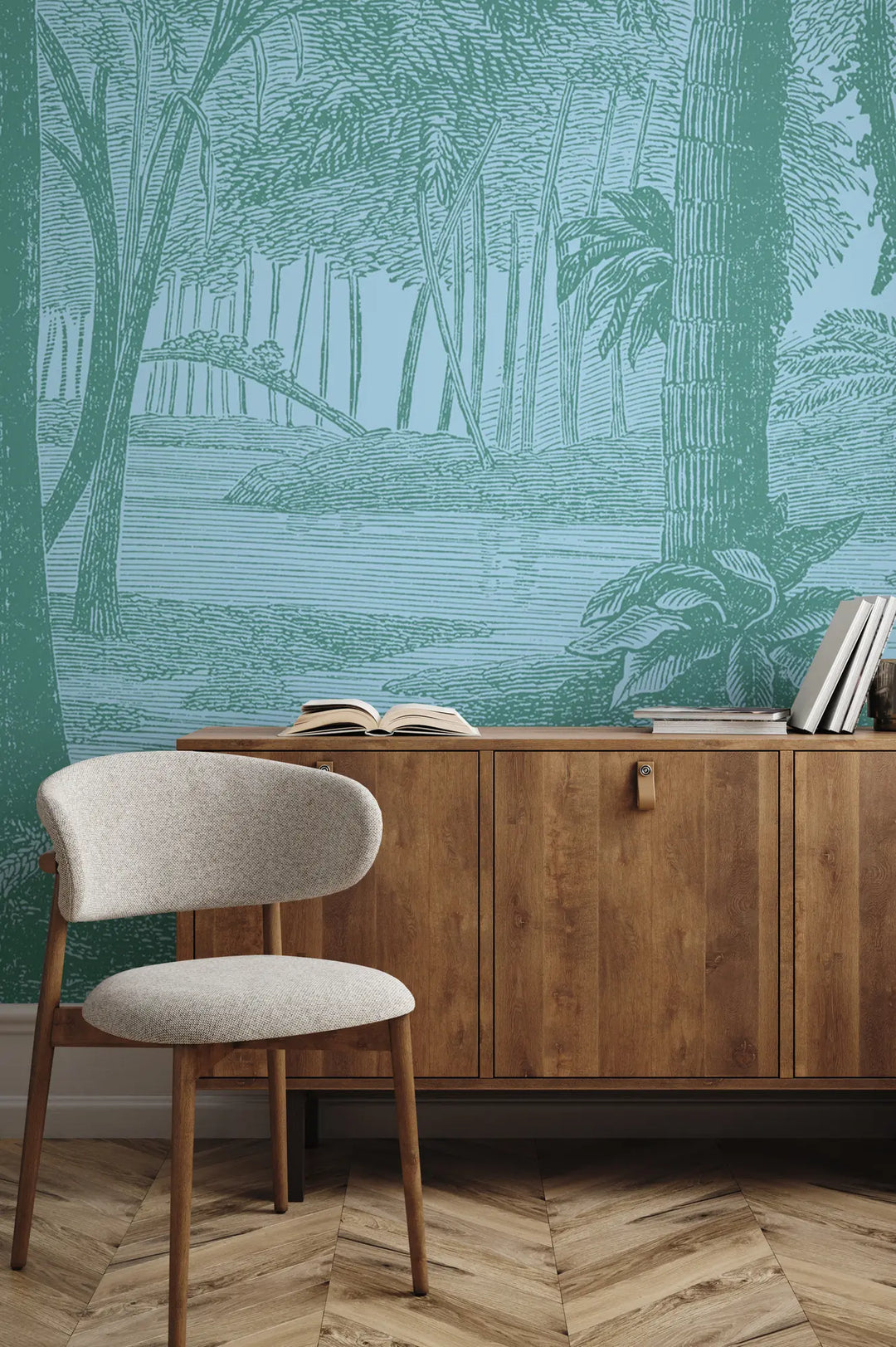 Tropical Canopy Wall Mural - Blue Bottle