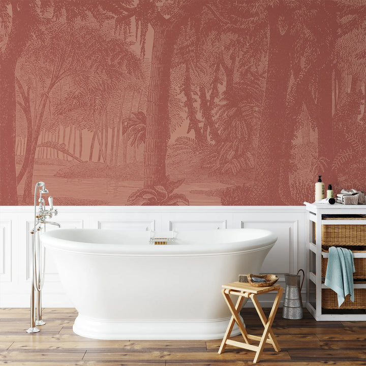 Tropical Canopy Wall Mural - Burnt Red