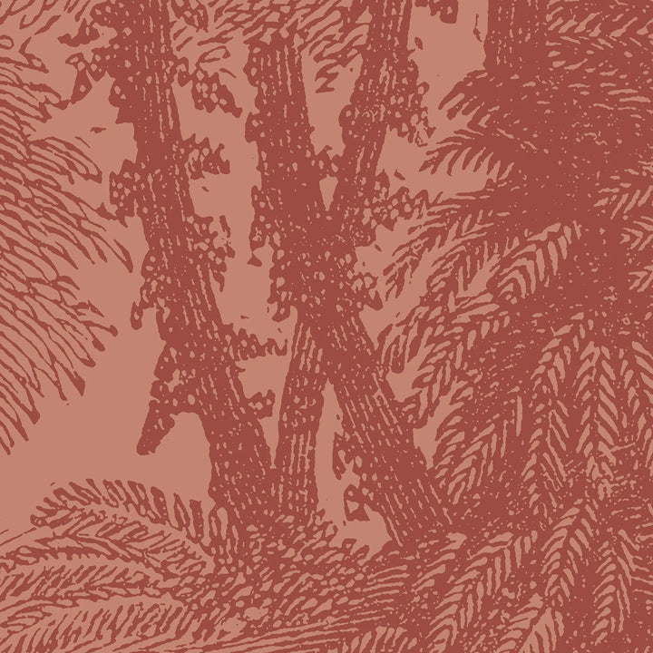 Tropical Canopy Wall Mural - Burnt Red