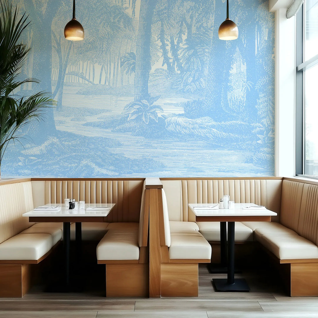 Tropical Canopy Wall Mural - Electric Blue