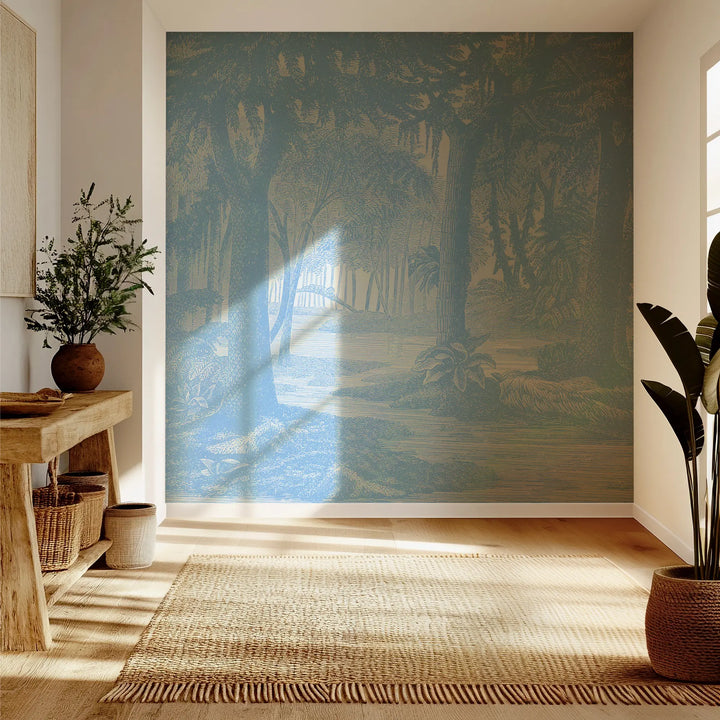 Tropical Canopy Wall Mural - Electric Blue