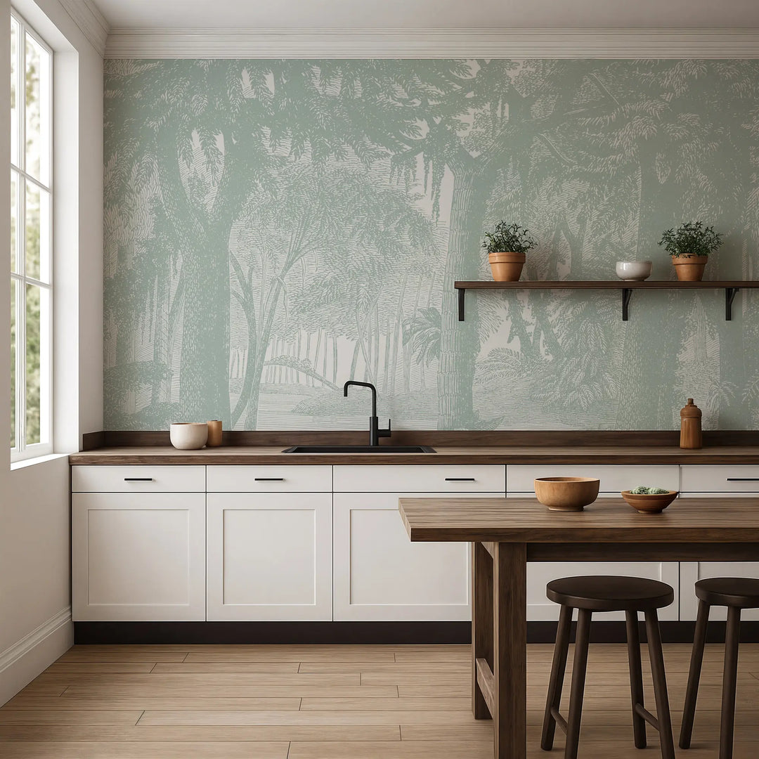 Tropical Canopy Wall Mural - Mint