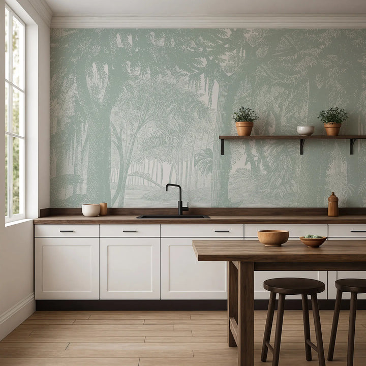 Tropical Canopy Wall Mural - Mint