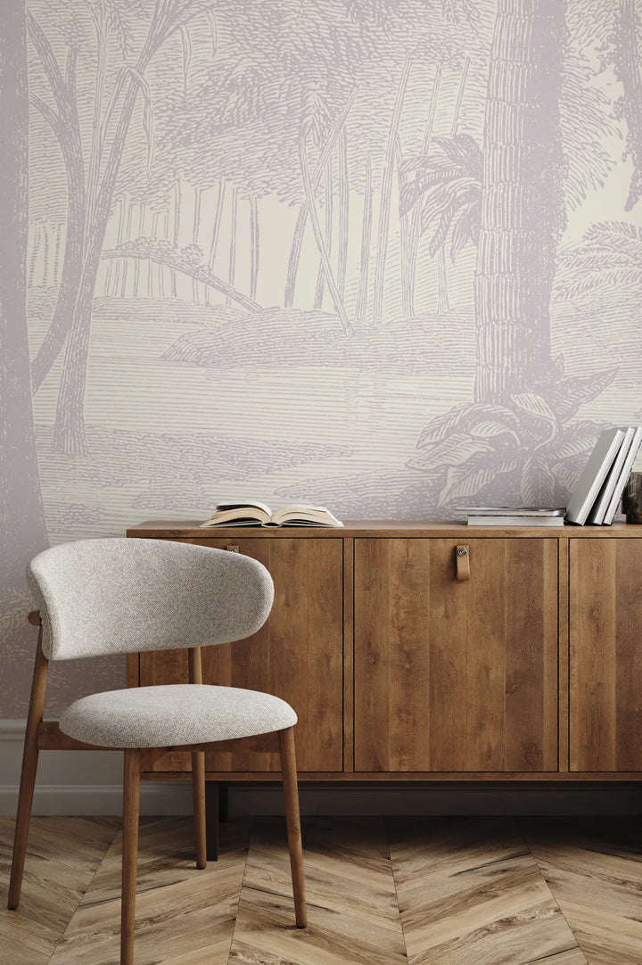 Tropical Canopy Wall Mural - Pink Linen