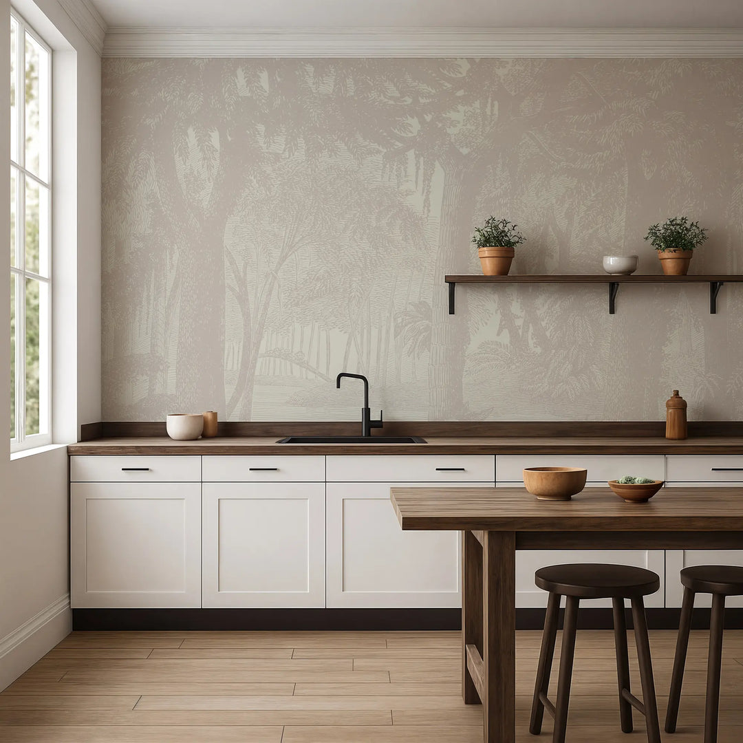 Tropical Canopy Wall Mural - Shell Tint