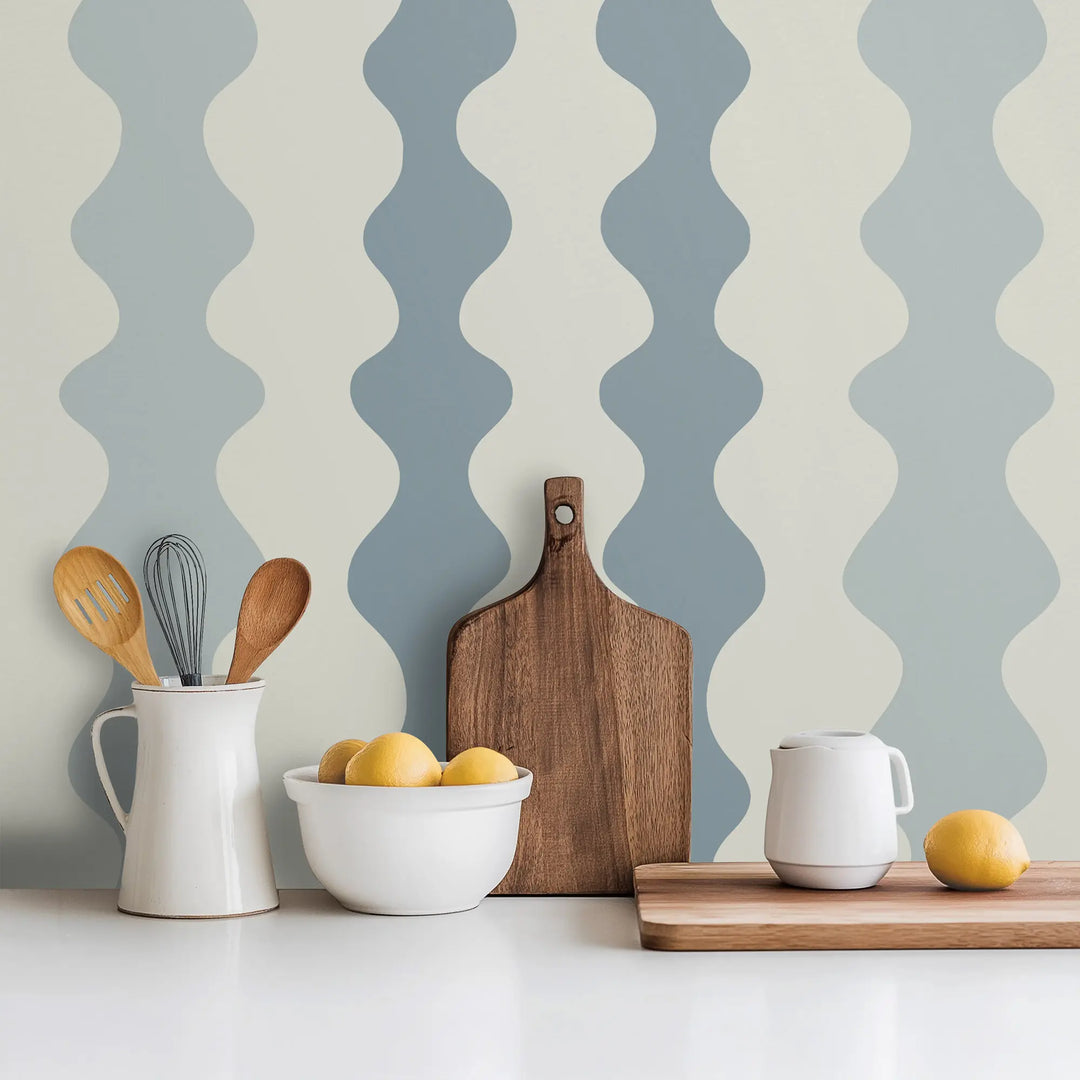 Low Frequency - Lacquered Blues Wallpaper by Natalie Papier