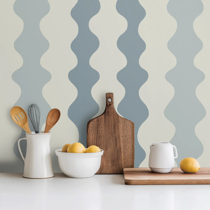 Low Frequency - Lacquered Blues Wallpaper by Natalie Papier