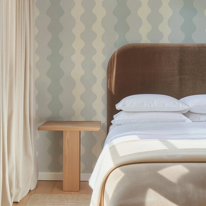 Low Frequency - Pale Mineral Blue Wallpaper by Natalie Papier