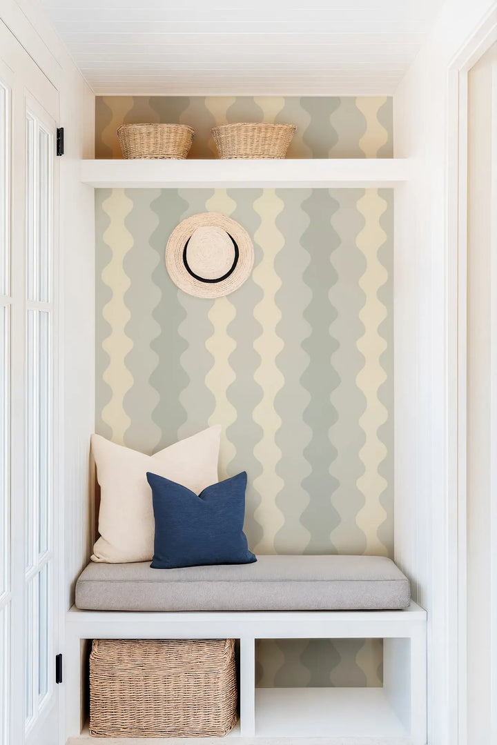 Low Frequency - Pale Mineral Blue Wallpaper by Natalie Papier