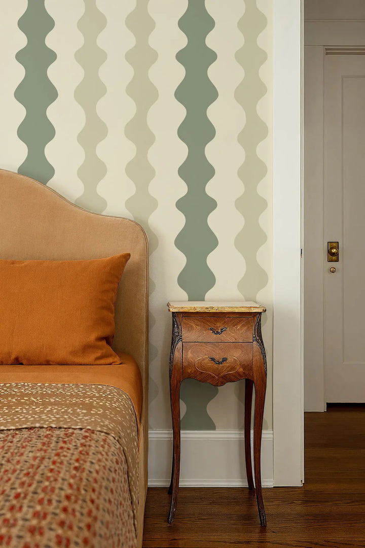 Low Frequency - Pale Green Wallpaper by Natalie Papier