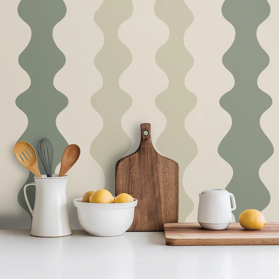 Low Frequency - Pale Green Wallpaper by Natalie Papier