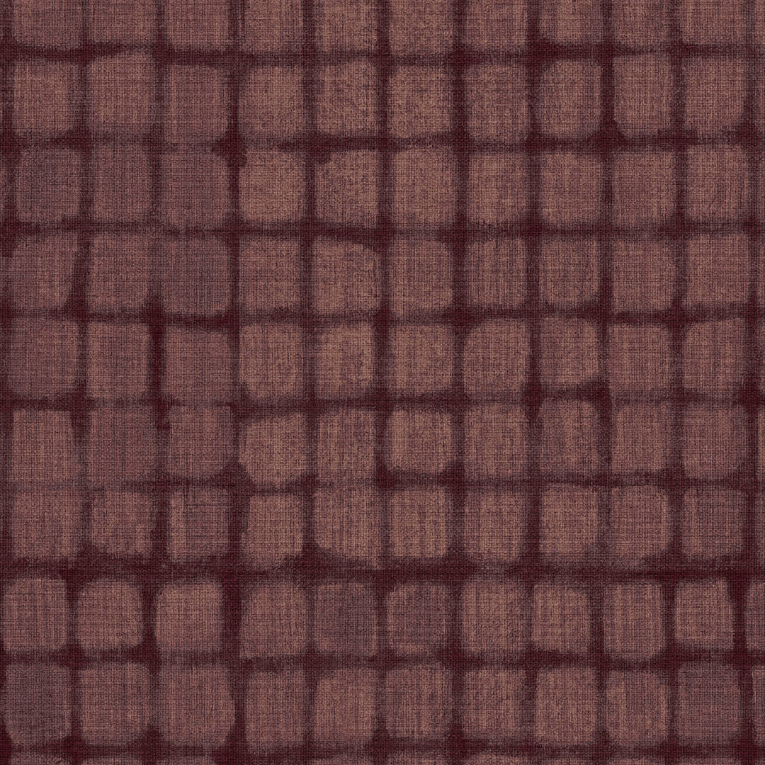 Weathered Mosaic Burgundy Grasscloth