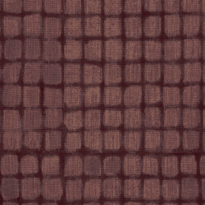 Weathered Mosaic Burgundy Grasscloth