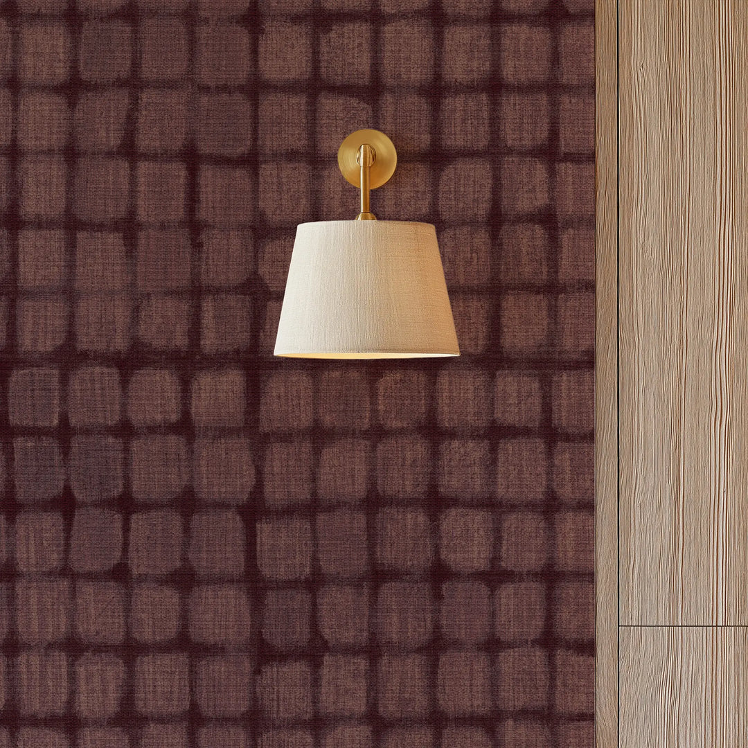 Weathered Mosaic Burgundy Grasscloth