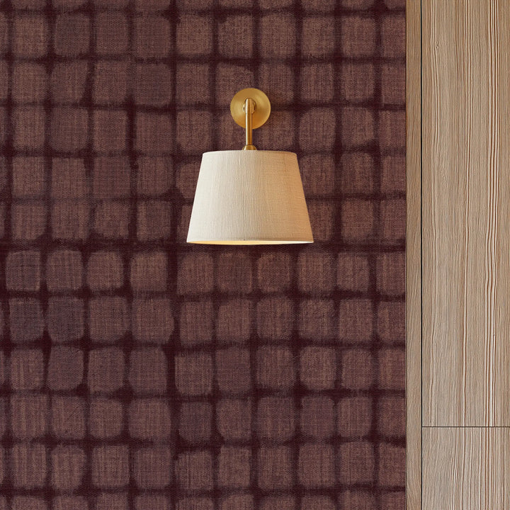 Weathered Mosaic Burgundy Grasscloth
