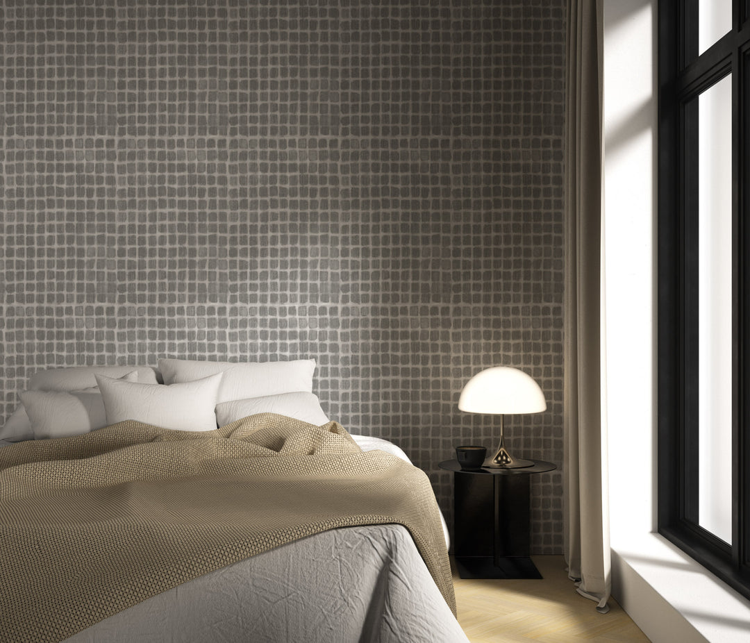 Weathered Mosaic - Graphite Wallpaper by Norman Wyatt Home