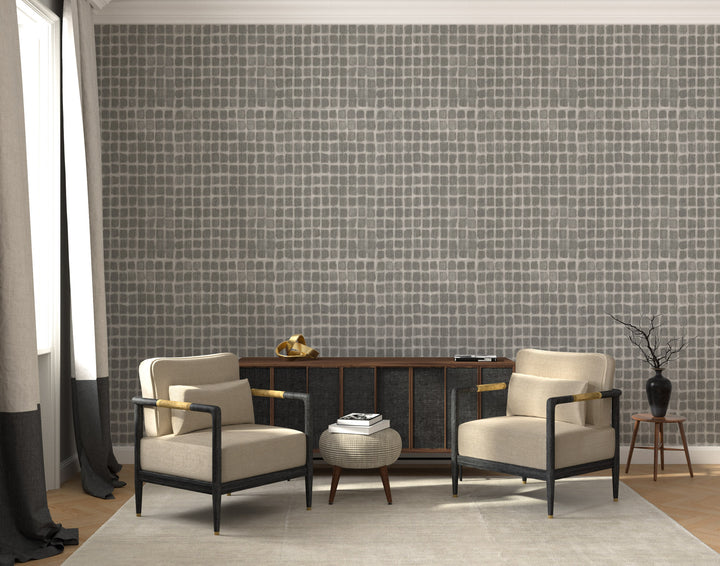 Weathered Mosaic - Graphite Wallpaper by Norman Wyatt Home