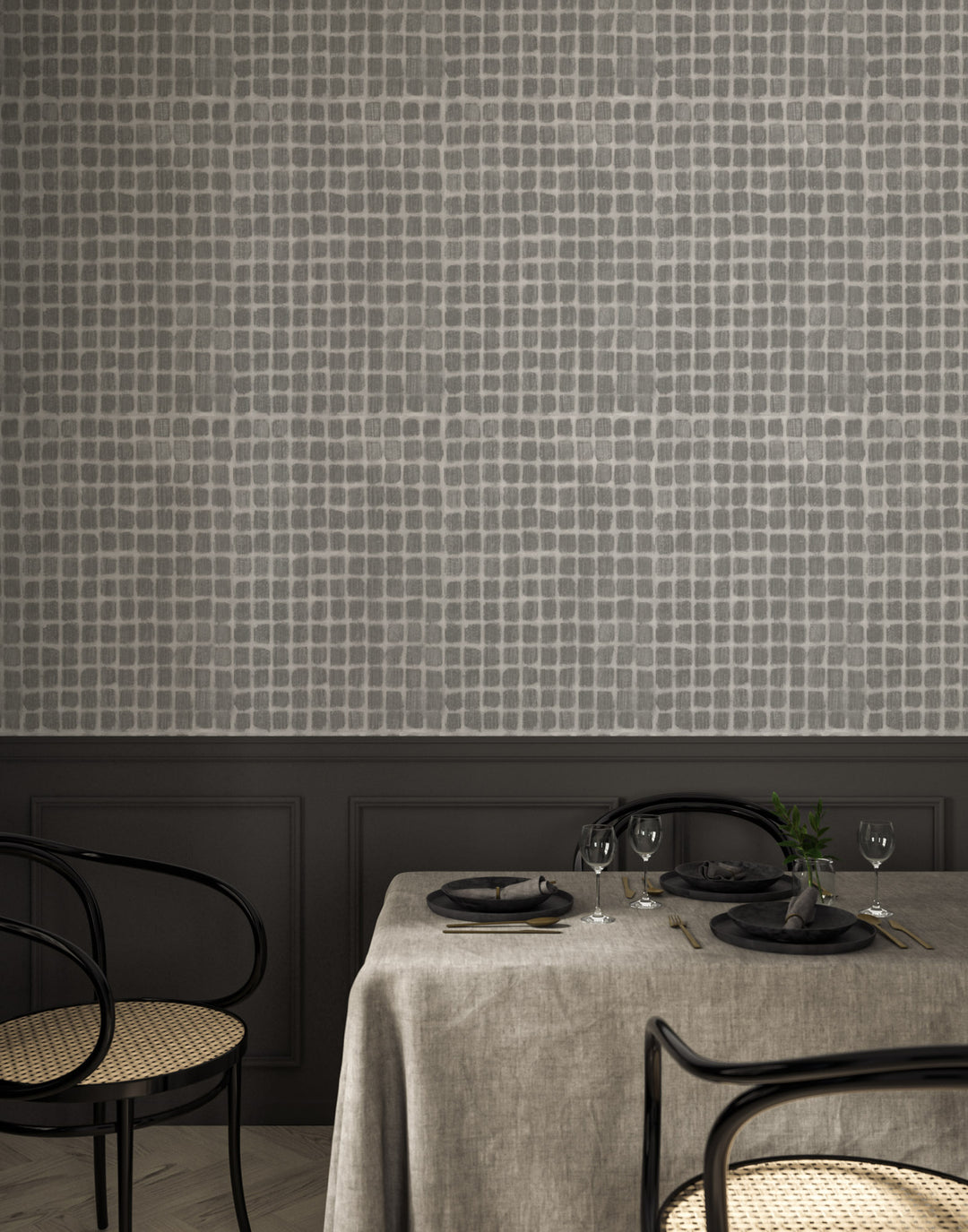 Weathered Mosaic - Graphite Wallpaper by Norman Wyatt Home
