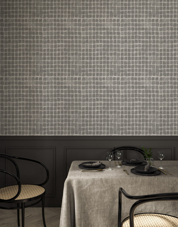 Weathered Mosaic - Graphite Wallpaper by Norman Wyatt Home