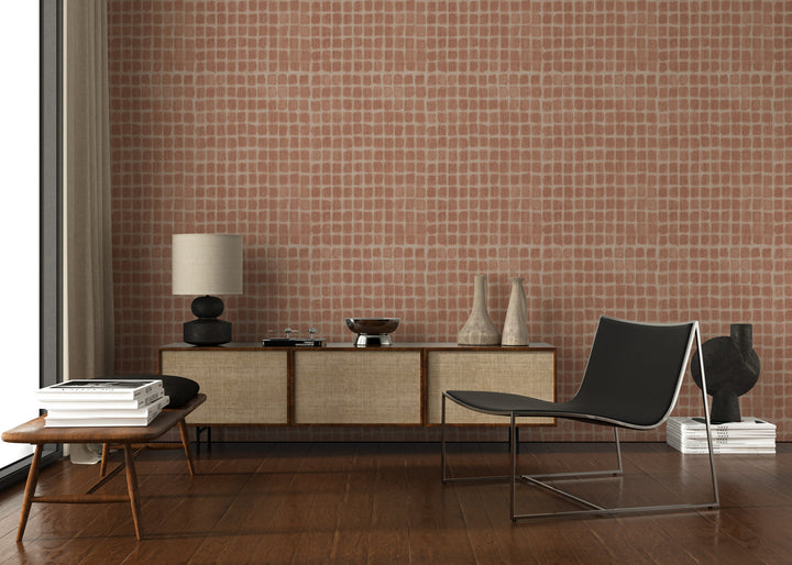 Weathered Mosaic - Terracotta Wallpaper by Norman Wyatt Home