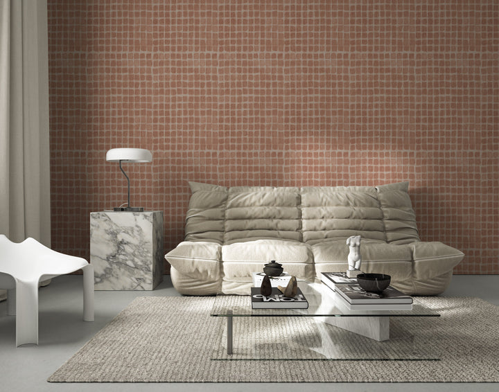 Weathered Mosaic - Terracotta Wallpaper by Norman Wyatt Home