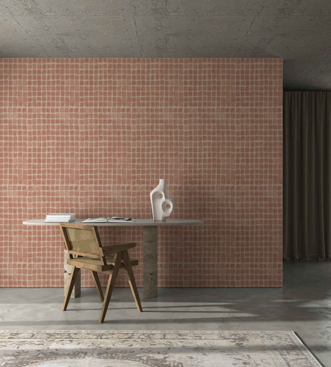 Weathered Mosaic - Terracotta Wallpaper by Norman Wyatt Home