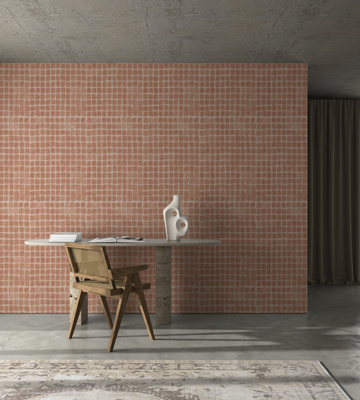 Weathered Mosaic - Terracotta Wallpaper by Norman Wyatt Home