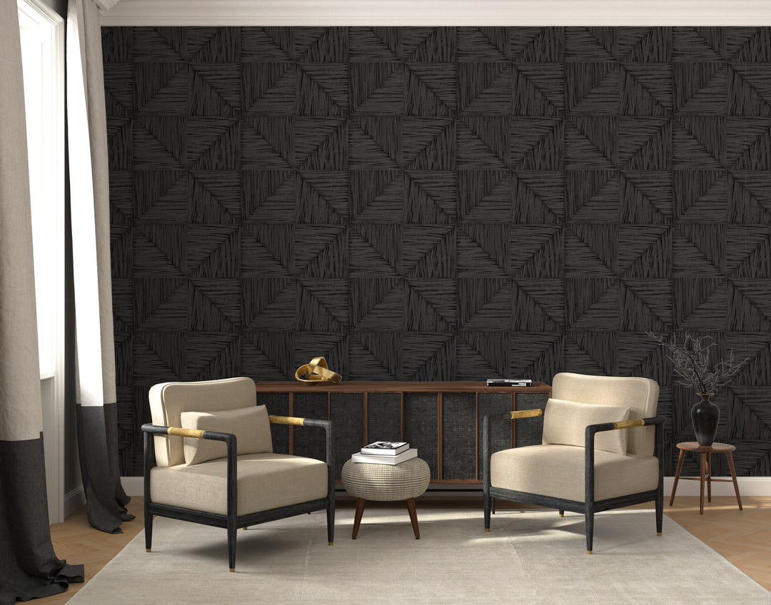 Parquet Large - Onyx Wallpaper by Norman Wyatt Home