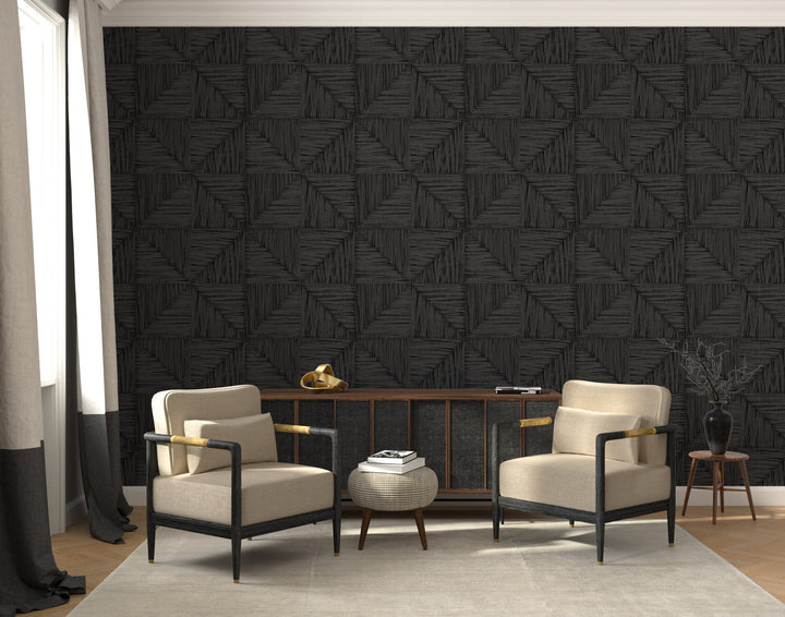 Parquet Large - Onyx Wallpaper by Norman Wyatt Home