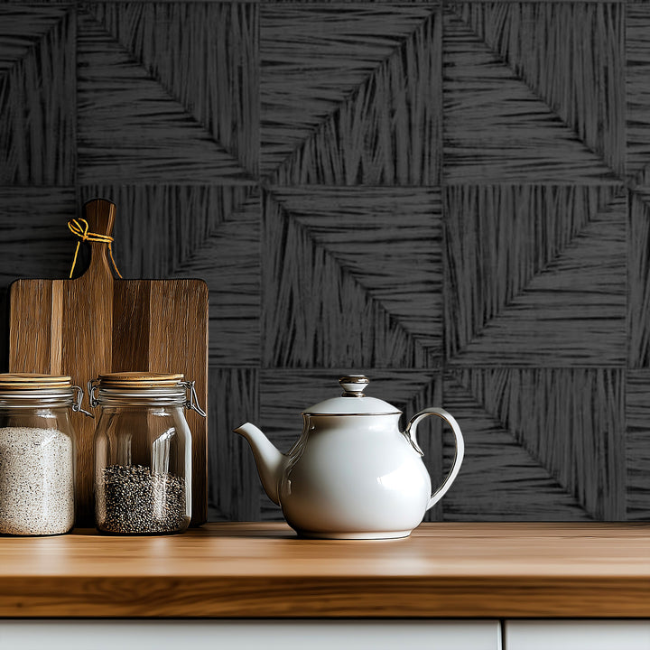 Parquet Large - Onyx Wallpaper by Norman Wyatt Home