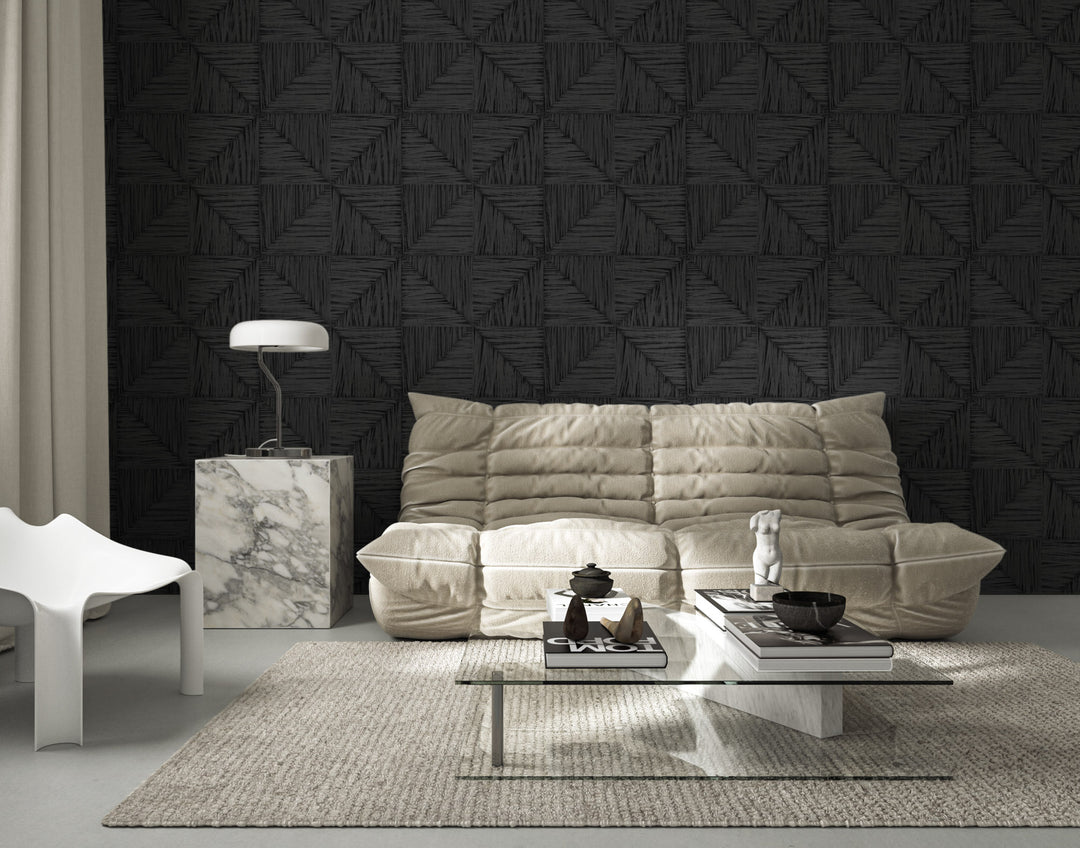 Parquet Large - Onyx Wallpaper by Norman Wyatt Home