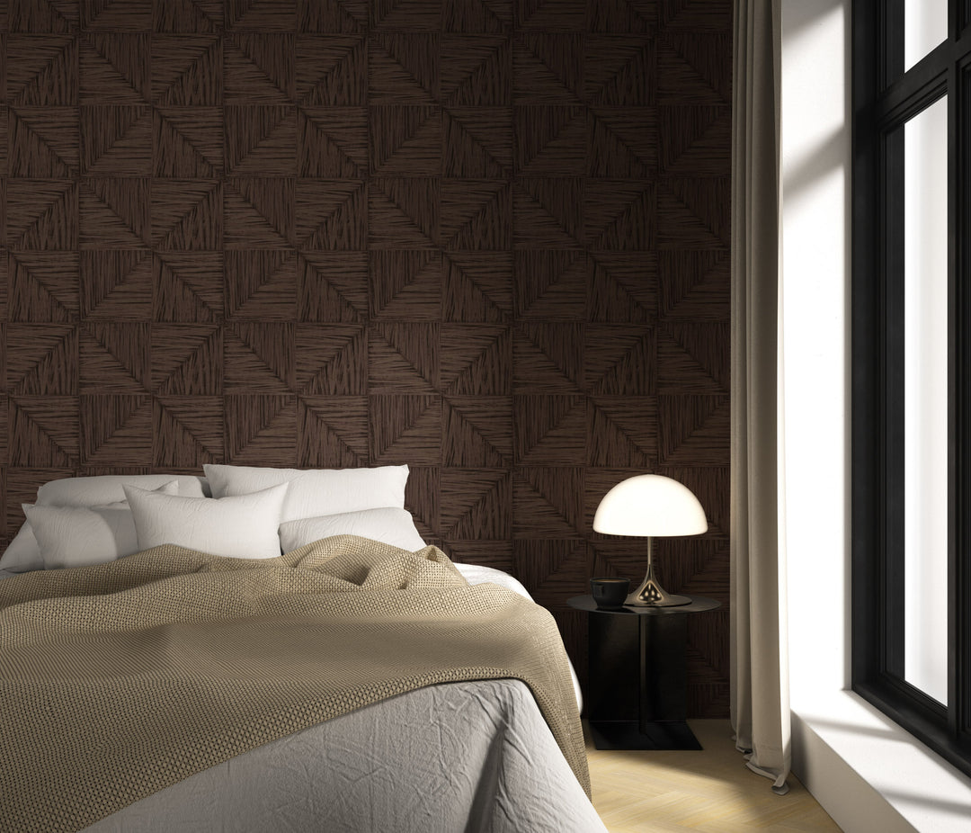 Parquet Large - Walnut Brown Wallpaper by Norman Wyatt Home