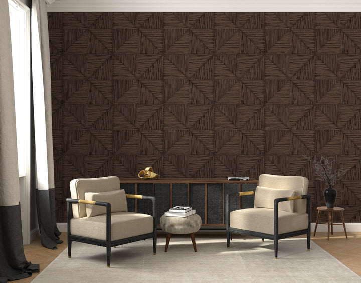 Parquet Large - Walnut Brown Wallpaper by Norman Wyatt Home