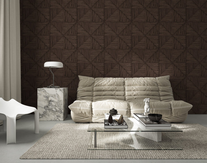 Parquet Large - Walnut Brown Wallpaper by Norman Wyatt Home