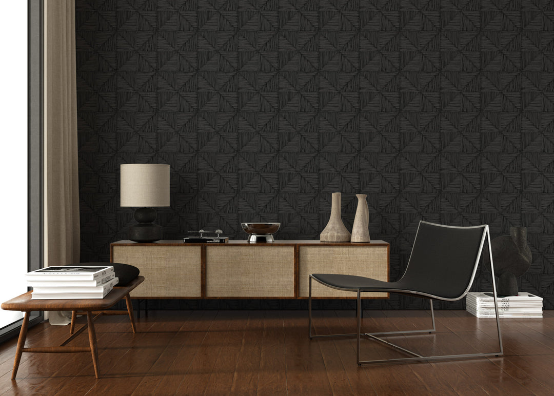 Parquet Small - Onyx Wallpaper by Norman Wyatt Home