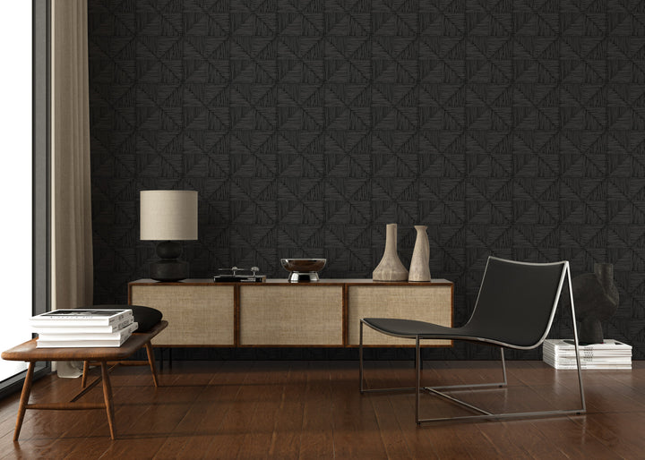 Parquet Small - Onyx Wallpaper by Norman Wyatt Home