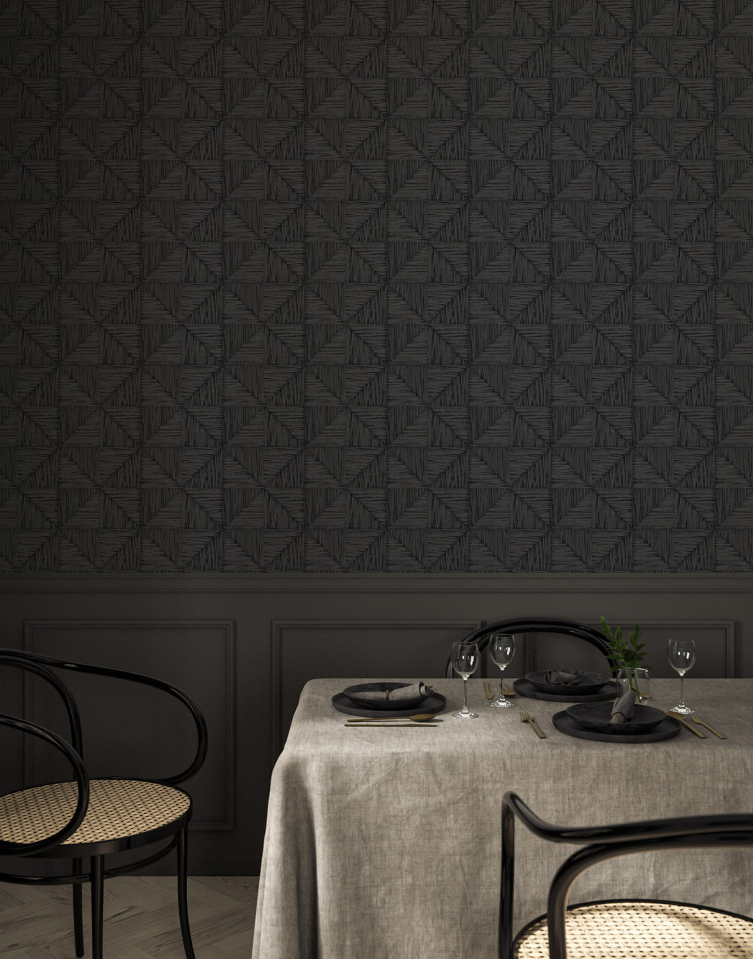 Parquet Small - Onyx Wallpaper by Norman Wyatt Home