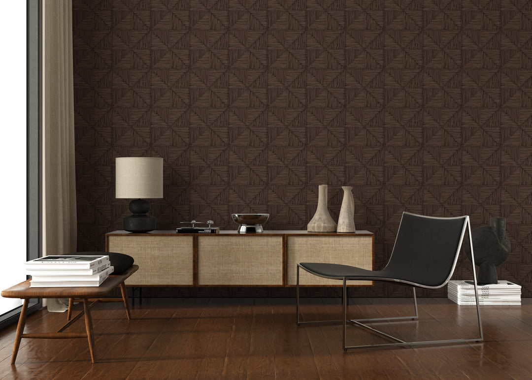 Parquet Small - Walnut Brown Wallpaper by Norman Wyatt Home