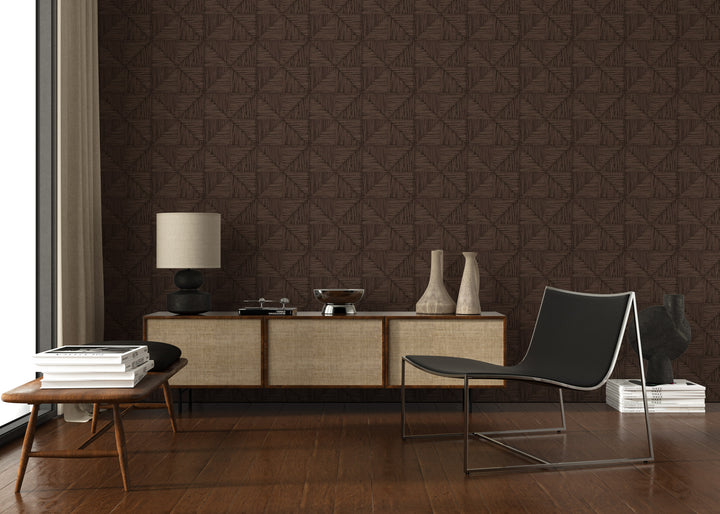 Parquet Small - Walnut Brown Wallpaper by Norman Wyatt Home