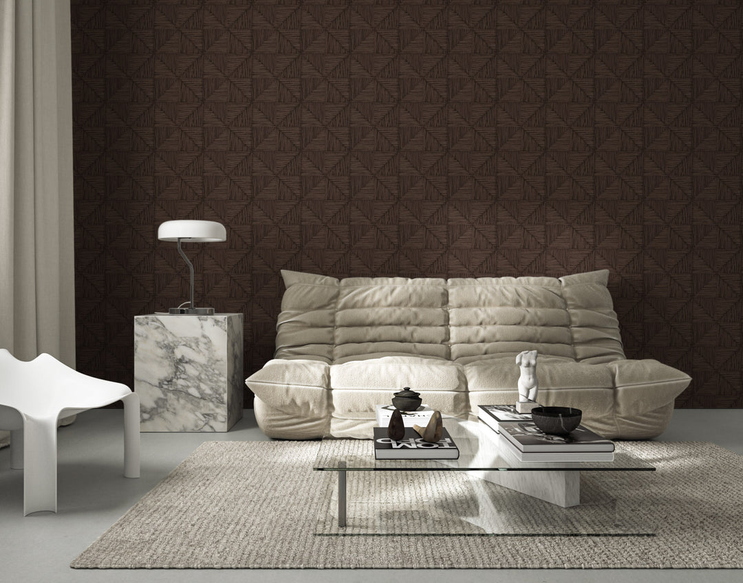 Parquet Small - Walnut Brown Wallpaper by Norman Wyatt Home