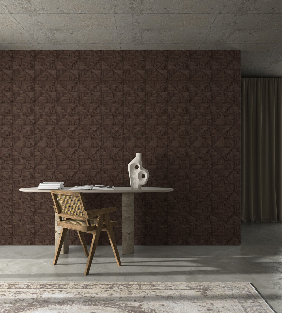 Parquet Small - Walnut Brown Wallpaper by Norman Wyatt Home