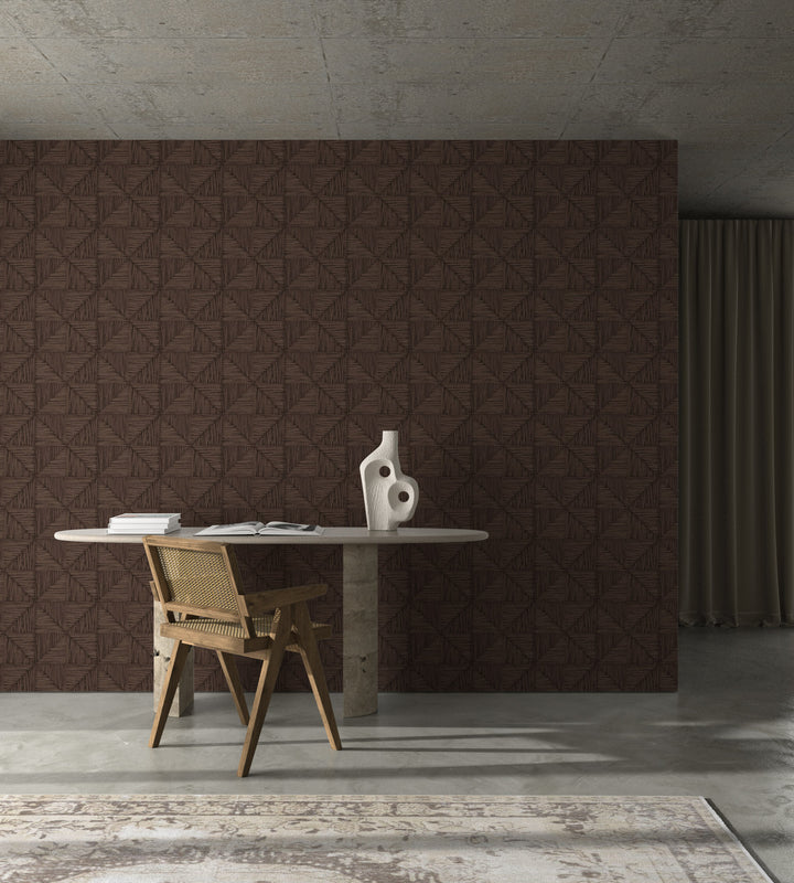Parquet Small - Walnut Brown Wallpaper by Norman Wyatt Home