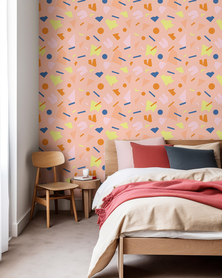 Shapes- Peach Wallpaper by Poketo