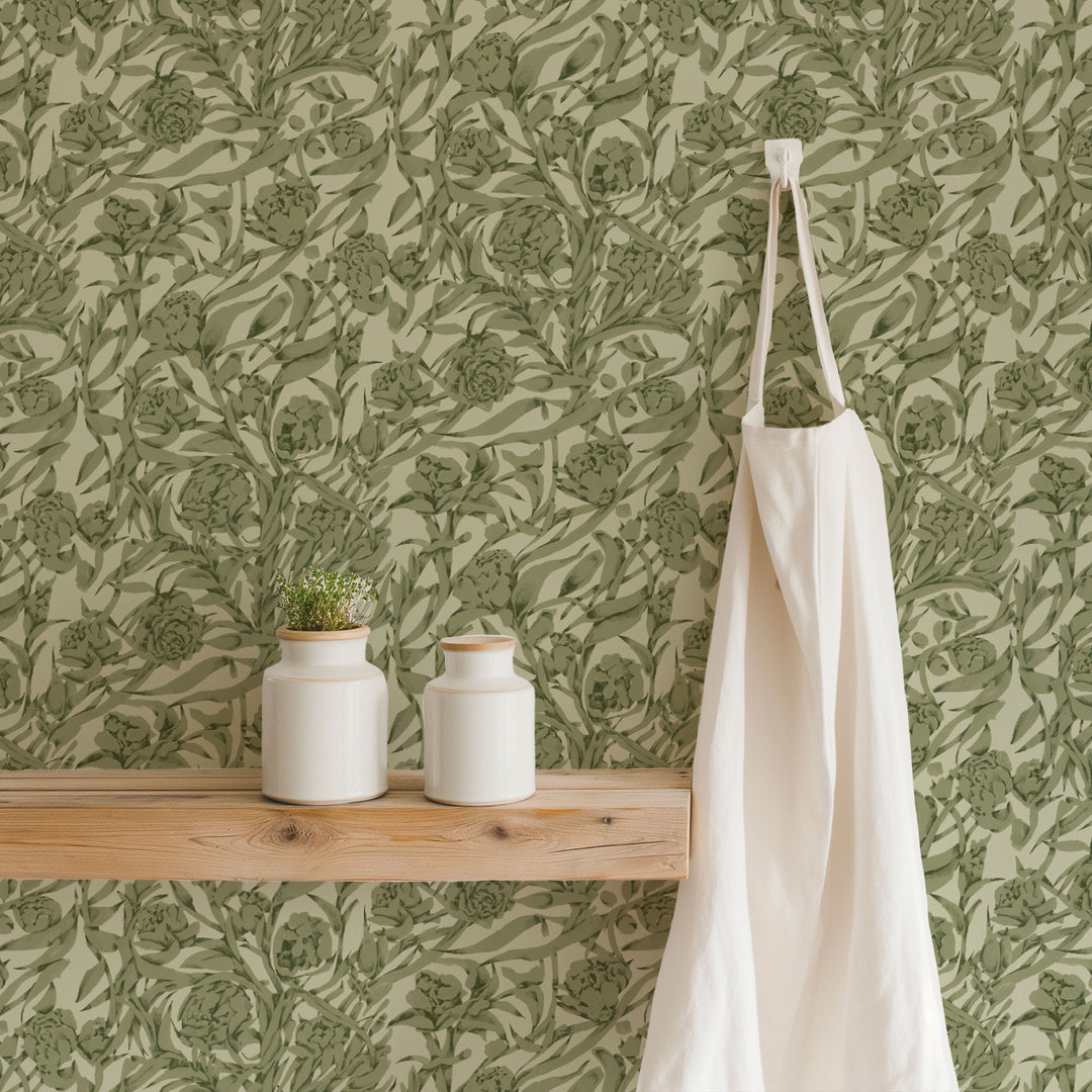 Wandervine - Sage Green Botanical Wallpaper