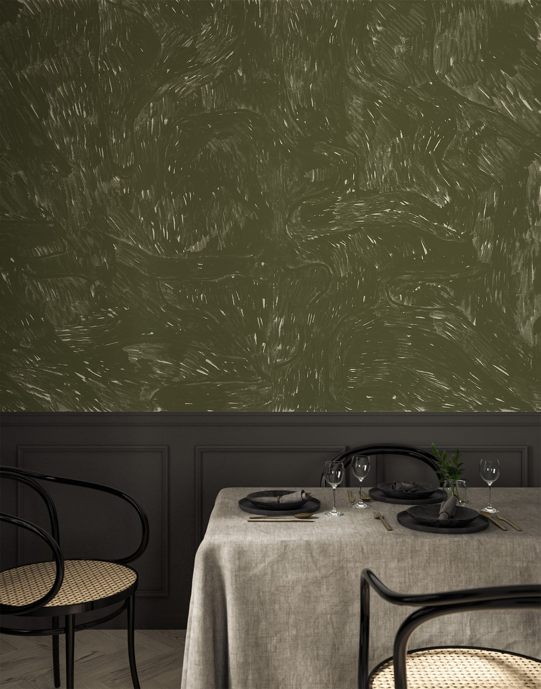 Washed Wallpaper Mural - Olive