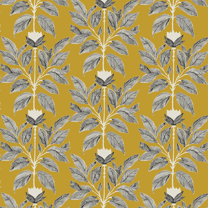 Wayward Petal - Deep Saffron Floral Wallpaper