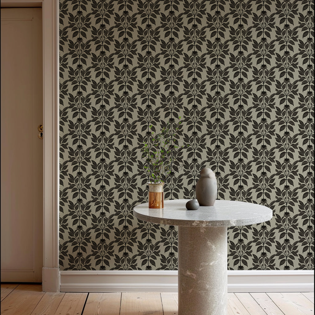 Wayward Petal - Driftwood Taupe Floral Wallpaper