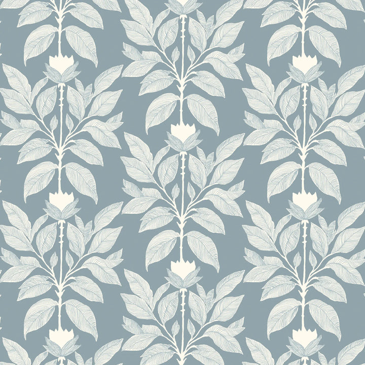 Wayward Petal - Lacquered Blues Floral Wallpaper