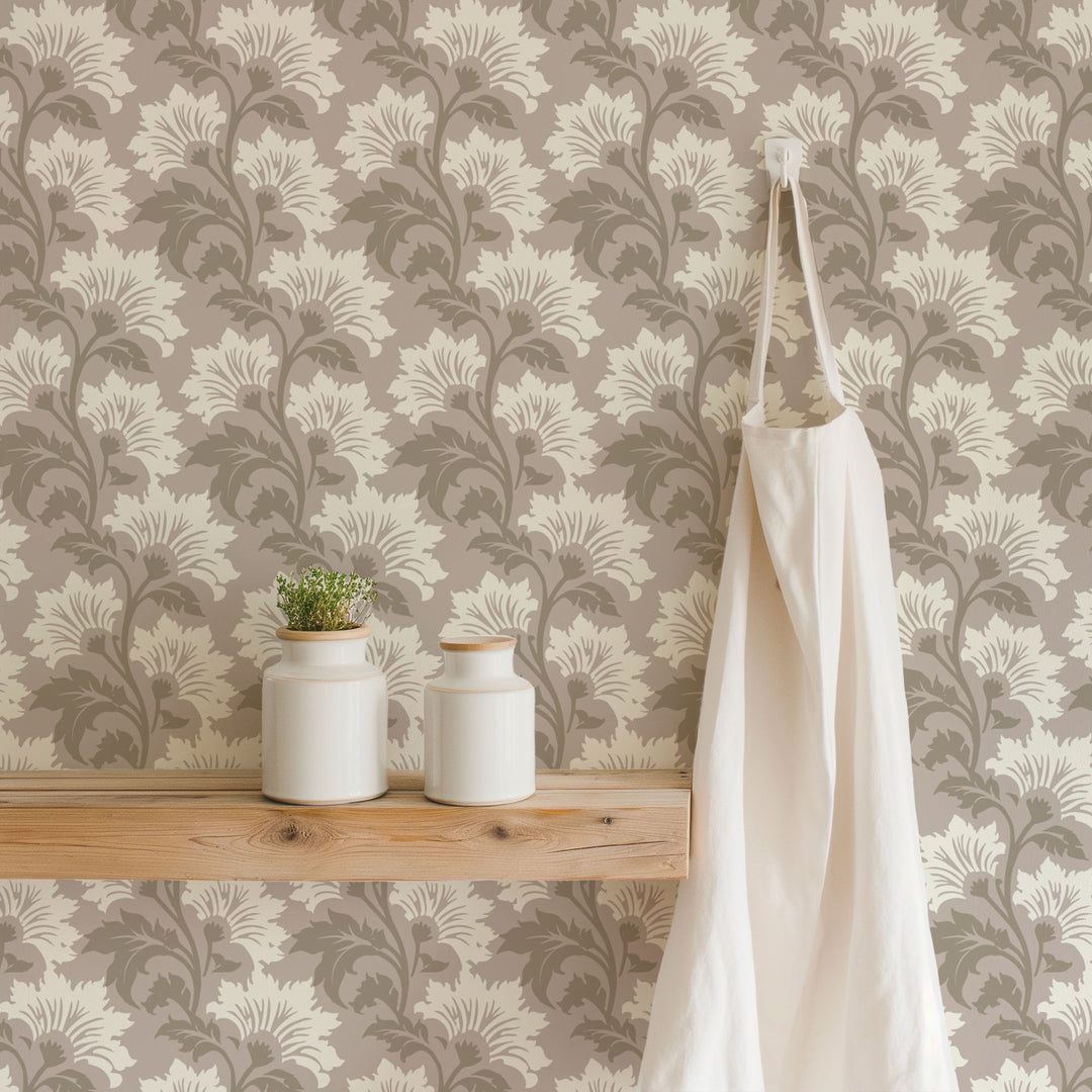 Wildflower - Bleached Oak Botanical Wallpaper